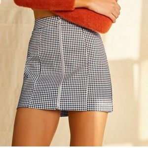 Houndstooth Zipper Mini Skirt